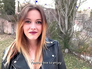 Super hot Skyla 20yo brunette teen gets hardcore double penetration